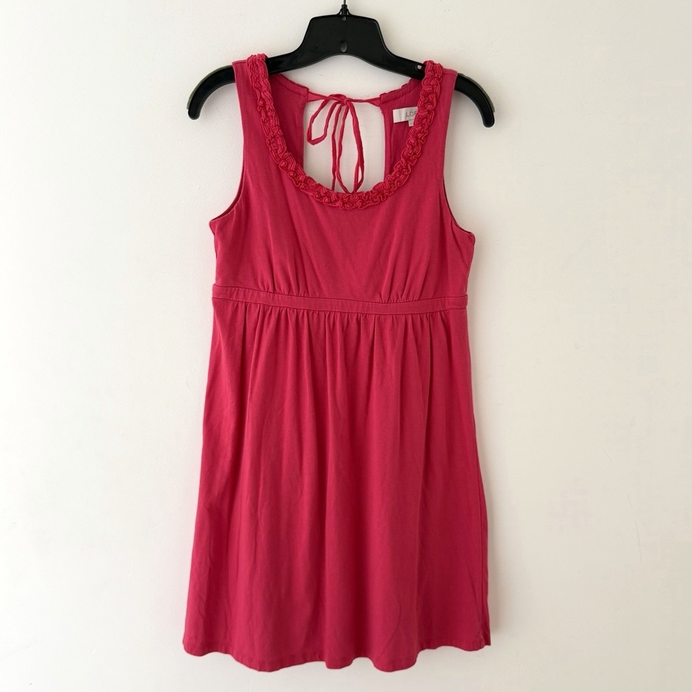 Loft Empire Waist Dress Pink Size‎ M Sleeveless Keyhole Gathered Waist Back Tie